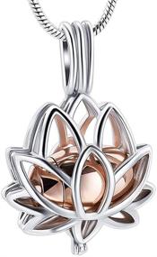 img 4 attached to 🌺 Cremation Jewelry Lotus Flower Urn Necklaces for Ashes - Memorial Keepsake Lockets for Women and Men, Hollow Ashes Pendants