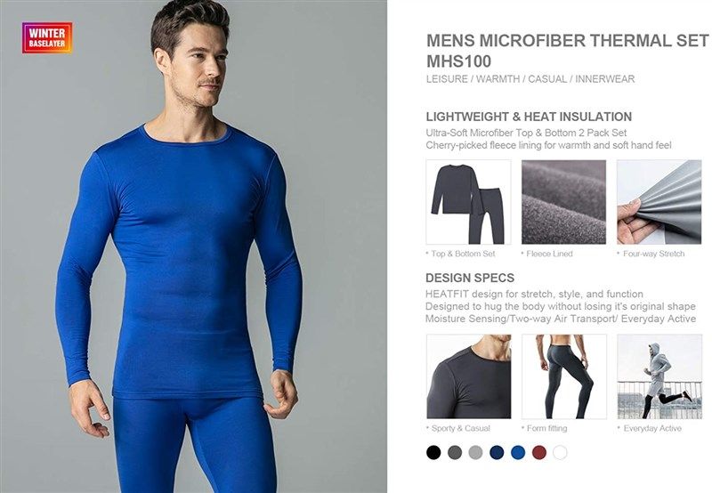 Body Glove Men's Thermal Underwear Base Layer Top & Long Johns Bottom,  Fleece Lined Winter Cold Inner Wear - China Thermal Underwear and Underwear  Set price
