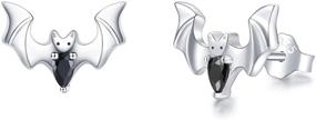 img 4 attached to Hypoallergenic S925 Sterling Silver Waysles Bat Stud Earrings - Perfect Halloween Party Vampire Bat Post Studs - Cute Animal Jewelry Gift for Women & Girls with Sensitive Ears