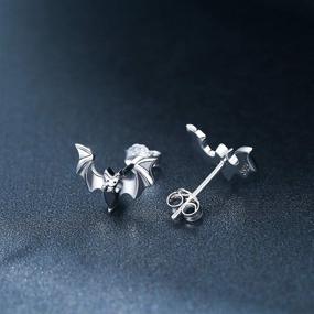 img 1 attached to Hypoallergenic S925 Sterling Silver Waysles Bat Stud Earrings - Perfect Halloween Party Vampire Bat Post Studs - Cute Animal Jewelry Gift for Women & Girls with Sensitive Ears