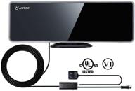 antop at-202b flat-panel smartpass amplified tv antenna: hd indoor reception, 4g lte filter, 40-50 mile range, multidirectional digital tv antenna, 10' cable, 4k uhd ready, piano black logo