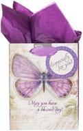 🦋 christian art gifts blessed day gift set: card, bag & tissue paper with numbers 6:24 bible verse, purple butterfly design logo