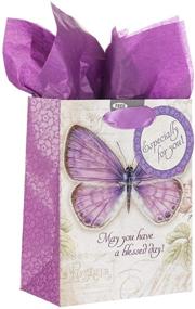 img 2 attached to 🦋 Christian Art Gifts Blessed Day Gift Set: Card, Bag & Tissue Paper with Numbers 6:24 Bible Verse, Purple Butterfly Design