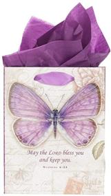 img 3 attached to 🦋 Christian Art Gifts Blessed Day Gift Set: Card, Bag & Tissue Paper with Numbers 6:24 Bible Verse, Purple Butterfly Design