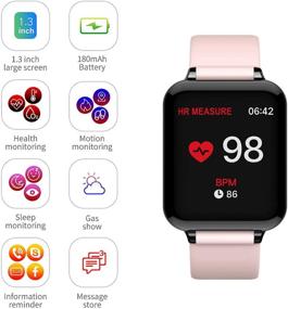img 3 attached to 💦 Waterproof Smart Watch and Fitness Tracker for Android and iOS Phones with Heart Rate & Blood Pressure Monitor, Sleep Monitor, Information Reminder, Step Counter - Ideal for Women and Men's Health and Wellness