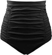 🩱 danify plus size women's high waist black bikini bottoms - tummy control & ruched swimsuit bottoms logo