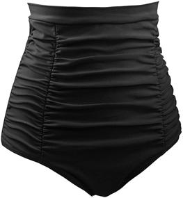 img 3 attached to 🩱 DANIFY Plus Size Women's High Waist Black Bikini Bottoms - Tummy Control & Ruched Swimsuit Bottoms