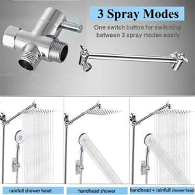 img 1 attached to 🚿 High Pressure 10-inch Rainfall Shower Head Combo with 3 Settings Handheld Showerhead, Extension Arm, Holder, and 78-inch Chrome Hose (Square)