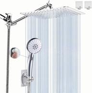 🚿 high pressure 10-inch rainfall shower head combo with 3 settings handheld showerhead, extension arm, holder, and 78-inch chrome hose (square) logo