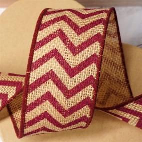 img 2 attached to CT CRAFT LLC Natural Burlap Wired Ribbon for Home Decor, Gift Wrapping, DIY Crafts, 2.5” x 5 Yards x 1 Roll - Chevron Fuchsia/Burgundy