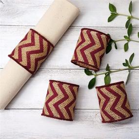 img 1 attached to CT CRAFT LLC Natural Burlap Wired Ribbon for Home Decor, Gift Wrapping, DIY Crafts, 2.5” x 5 Yards x 1 Roll - Chevron Fuchsia/Burgundy