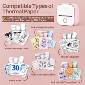 img 2 attached to 🖨️ Memoking T02 Portable Thermal Pocket Printer - Compact Wireless Bluetooth Printer for iOS & Android: Compatible with Learning Assistance, Study Notes, Journaling, Gifting, Pink