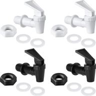 🚰 bpa-free replacement cooler faucet: 4 sets of reusable spigot spout water beverage lever pour dispenser valve for water bottles (black, white) logo