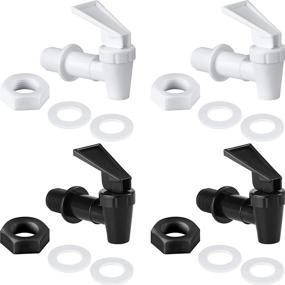 img 4 attached to 🚰 BPA-Free Replacement Cooler Faucet: 4 Sets of Reusable Spigot Spout Water Beverage Lever Pour Dispenser Valve for Water Bottles (Black, White)