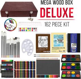 img 3 attached to Роскошный набор для творчества «Deluxe Mega Wood Box Art Set: 162 Piece US Art Supply - Полный набор для рисования и рисования с дополнительными необходимыми материалами для начала»