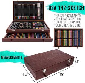 img 2 attached to Роскошный набор для творчества «Deluxe Mega Wood Box Art Set: 162 Piece US Art Supply - Полный набор для рисования и рисования с дополнительными необходимыми материалами для начала»