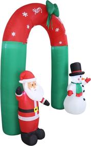 img 2 attached to Christmas Inflatable Santa Claus and Snowman Archway with Bow - 8ft Tall, LED Lights Yard Art Decoration