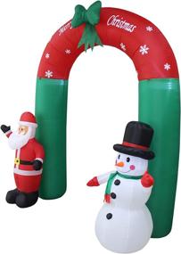 img 1 attached to Christmas Inflatable Santa Claus and Snowman Archway with Bow - 8ft Tall, LED Lights Yard Art Decoration