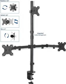 img 2 attached to 🖥️ VIVO Triple LCD Monitor Desk Mount Stand - Heavy Duty, Fully Adjustable, Supports 3 Screens up to 30 inches - STAND-V003T