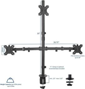 img 3 attached to 🖥️ VIVO Triple LCD Monitor Desk Mount Stand - Heavy Duty, Fully Adjustable, Supports 3 Screens up to 30 inches - STAND-V003T