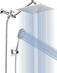 img 4 attached to 🚿 Cobbe 8'' Shower Head Combo - High Pressure Rainfall Handheld 5 Settings with 11'' Extension Arm, 71'' Hose, Stainless Steel Bath Showerheads - Height/Angle Adjustable with Holder, Pipe Sealant Tape - Chrome