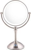 🪞 amnoamno double sided lighted vanity makeup mirror - 10x magnifying, 7.8" size, touch button adjustable light - cord or cordless (silver) logo