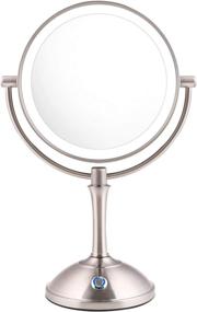 img 4 attached to 🪞 AmnoAmno Double Sided Lighted Vanity Makeup Mirror - 10x Magnifying, 7.8" Size, Touch Button Adjustable Light - Cord or Cordless (Silver)