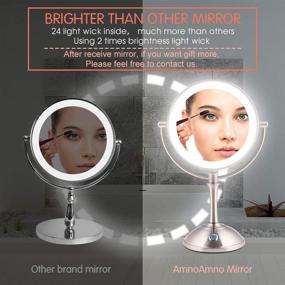 img 2 attached to 🪞 AmnoAmno Double Sided Lighted Vanity Makeup Mirror - 10x Magnifying, 7.8" Size, Touch Button Adjustable Light - Cord or Cordless (Silver)