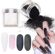 laza nail glitter powder - stunning sugar effect glitter in black white dust sand powder - perfect for nail art tips decoration, diy crafts logo