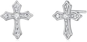 img 4 attached to ✝️ Stylish Sterling Silver Cross Earrings Ideal for Women and Teen Girls