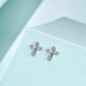 img 2 attached to ✝️ Stylish Sterling Silver Cross Earrings Ideal for Women and Teen Girls