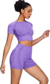 img 3 attached to 🧘 Ultimate Comfort and Style: Sytiz Women's Seamless Yoga Outfits - 2 Piece Set with Gym Shorts and Short Sleeve Crop Top