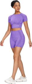 img 2 attached to 🧘 Ultimate Comfort and Style: Sytiz Women's Seamless Yoga Outfits - 2 Piece Set with Gym Shorts and Short Sleeve Crop Top