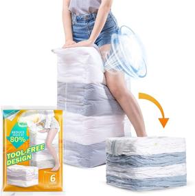 img 4 attached to 📦 Efficient Storage Solution: TAILI Cube Vacuum Storage Bags - Jumbo 6 Pack, 31x40x15 inch Extra Large, Organize Comforters, Pillows, Beddings, and More, No Pump Required