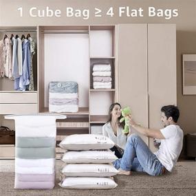 img 2 attached to 📦 Efficient Storage Solution: TAILI Cube Vacuum Storage Bags - Jumbo 6 Pack, 31x40x15 inch Extra Large, Organize Comforters, Pillows, Beddings, and More, No Pump Required