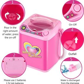 img 1 attached to 💄 Plastic Electric Mini Makeup Brush Cleaner: Automatic Washing Machine for Sponge Cleaning - Ideal Toy for Girls and Ladies