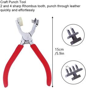 img 3 attached to 🔧 Кожаные зажимные пассатижи Butuze: штамп диаметром 4 мм для ручного прошивания с бесшумной работой - в комплекте ромбовидный штамп с 4 зубьями и 2 зубами, кожаная игла, деревянный корпус для игл, и восковая нить - идеально подходят для поясов, ремешков, седел, обуви, тканей и ручных изделий из кожи.