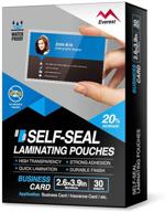 🔒 everest self adhesive laminating pouches: waterproof, 30 sheets, 10 mil thick, gloss finish business cards - no laminating machine required! logo