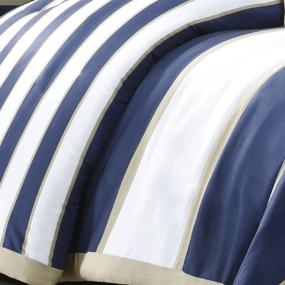 img 1 attached to Mi Zone Ashton Navy Full/Queen Comforter Set - Striped Pattern - Includes 1 Comforter, 1 Decorative Pillow, 2 Shams