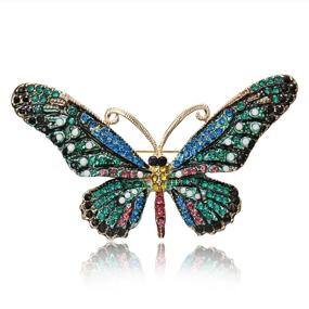 img 4 attached to RINHOO FRIENDSHIP Vintage Butterfly Rhinestone Crystal Brooch Pin, Cute Animal Shape Corsage Scarf Clip for Women and Girls, Antique Style Brooches