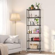 🗄️ natrke 6-tier wire shelving unit for kitchen organization – adjustable heavy duty storage shelves with leveling feet and lockable wheels, black (21.26 lx12 wx69 h) logo