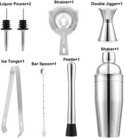 img 3 attached to 🍸 NFUSPR Stainless Steel Cocktail Shaker Bar Set - 8-Piece Bartender Kit with 26 Oz Shaker: Perfect Bartending Tool Set for Unforgettable Drink Mixing Experiences at Home and Bar