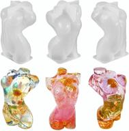 🔳 set of 3 silicone resin molds for diy home decor - 3d body stand ornaments, sexy model body stand, 3.5-inch female torso mold for craft making logo