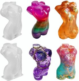 img 1 attached to 🔳 Set of 3 Silicone Resin Molds for DIY Home Decor - 3D Body Stand Ornaments, Sexy Model Body Stand, 3.5-inch Female Torso Mold for Craft Making