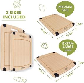 img 1 attached to 🥗 Olive's Kitchen Organic Bamboo Cutting Board Set (2 Pack) for Effortless Cooking - Versatile Reversible Cheese Board - Medium & X-Large Bamboo Boards for Non-Slip Kitchen Prep - Eco-Friendly Charcuterie Board