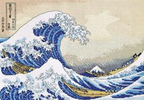 img 4 attached to 🌊 Japanese Ukiyo-e Art Embroidery Kit: Cross-Stitch 'The Great Wave Off Kanagawa' - Hokusai's Masterpiece Depicting The Wave and Fuji Mountain, Japan