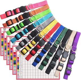 img 4 attached to Newborn Puppy ID Collar Set - Adjustable Soft Nylon 🐶 Breakaway Whelping Litter Collars with Record Keeping Charts for 12pcs, Small Size