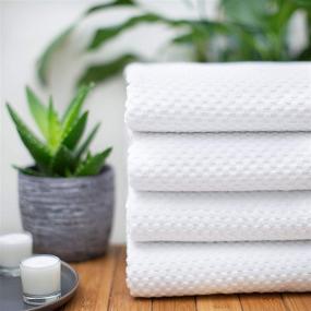 img 1 attached to High-Quality COTTON CRAFT- Euro Spa Set of 4 Luxury Waffle Weave Bath Towels, Extra Large Pure Ringspun Cotton, 30 inch x 56 inch, White