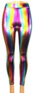 🌈 loxdonz girls zebra & rainbow shiny metallic leggings: stunning liquid wet look dance footless tights logo