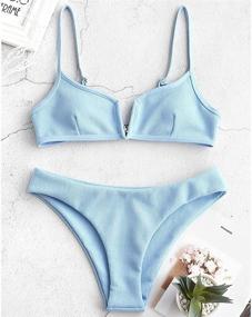 img 3 attached to ZAFUL Womens V Wire Padded Swimsuit Women's Clothing and Swimsuits & Cover Ups